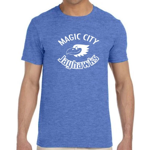 Bandwagon Sports Magic City Jayhawks Blue Cotton T-Shirt With MCJ Logo 1 Bandwagon Sports Magic City Jayhawks Blue Cotton T-Shirt With MCJ Logo