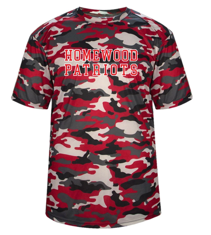 Badger Camo Performance Shirt W/ Red Homewood Patriots 1 Badger Camo Performance Shirt W/ Red Homewood Patriots