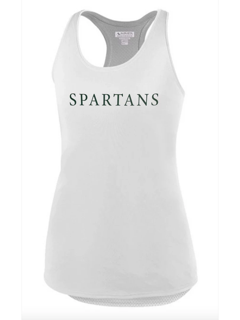 Augusta Performance Tank Top W/ Green Spartans Seaside Script 1 Augusta Performance Tank Top W/ Green Spartans Seaside Script