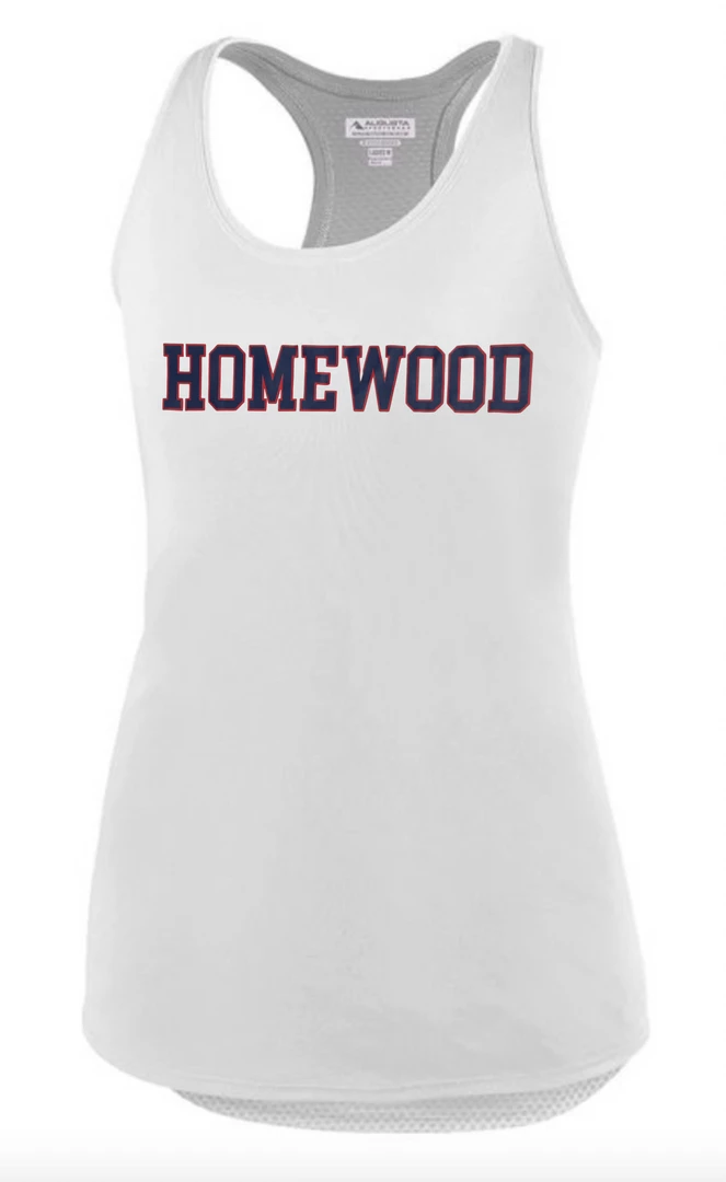Augusta Performance Tank Top W/ Navy Homewood Block 1 Augusta Performance Tank Top W/ Navy Homewood Block