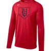 Vestavia Mizuno Long Sleeve Performance Shirt W/ Navy Old English V