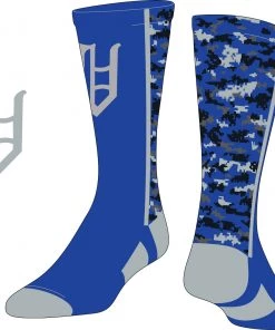 TCK Vestavia Grey/Black/Blue Camo Socks W/ Grey Old English V