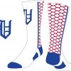 TCK Vestavia White/Blue/Red Honeycomb Socks W/ Blue Old English V