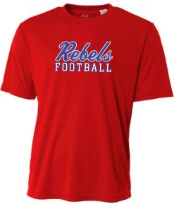 Bandwagon Sports Rebels Football Loose Fit Performance Shirt (Red) Vestavia Hills Youth Football
