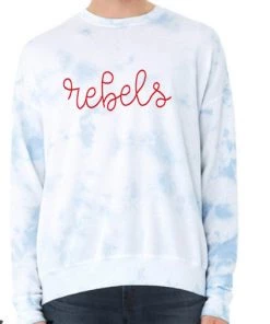 Bella And Canvas Tie-Dye Sweatshirt W/ Red Cursive Rebels