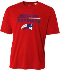 Bandwagon Sports Homewood Patriots Loose Fit Performance Shirt (Red) Homewood Youth Football And Cheer