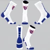 TCK White/Blue Block Socks W/ Blue Old English V