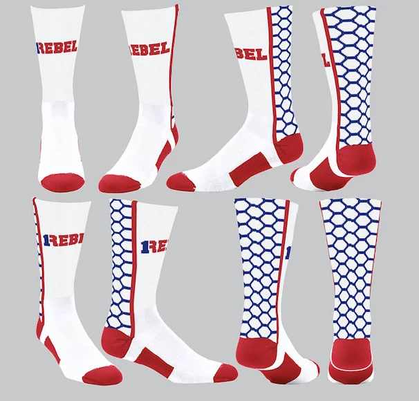 TCK Red/White/Blue Honeycomb Socks W/ Red 1Rebel 1 TCK Red/White/Blue Honeycomb Socks W/ Red 1Rebel