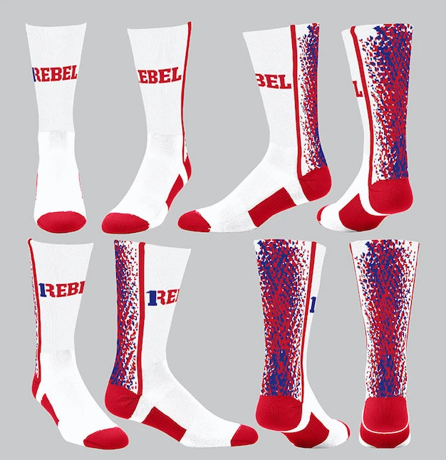 TCK Red/White/Blue Splatter Socks W/ Red 1Rebel 1 TCK Red/White/Blue Splatter Socks W/ Red 1Rebel