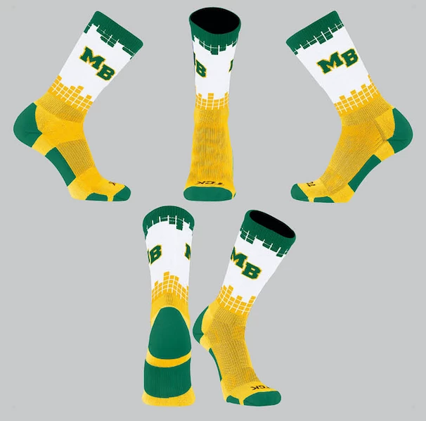 TCK Green/White/Yellow Square Socks W/ Green MB 1 TCK Green/White/Yellow Square Socks W/ Green MB