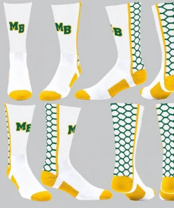 TCK Mtn. Brook White/Yellow/Green Honeycomb Socks W/ Green MB