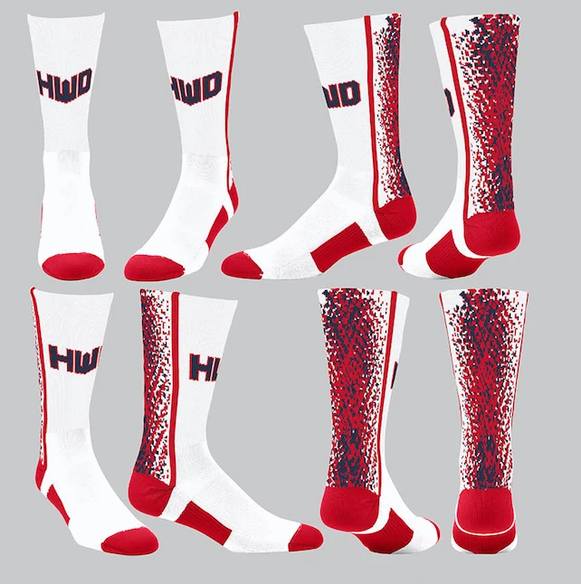 TCK Homewood Red/White/Navy Splatter Socks W/ Navy HWD 1 TCK Homewood Red/White/Navy Splatter Socks W/ Navy HWD