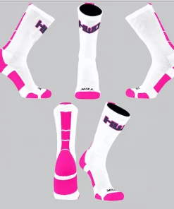 TCK White/Pink Block Socks W/ Navy HWD