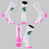 TCK Mtn. Brook White/Pink Block Socks W/ Green Spartan Helmet
