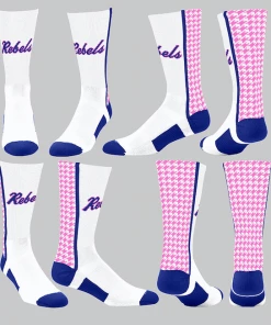 TCK Vestavia White/Pink Houndstooth W/ Blue Rebels Script