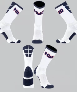 TCK White/Navy High Block Socks W/ Navy HWD Homewood