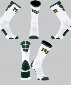 TCK White/Green Block Socks W/ Green MB