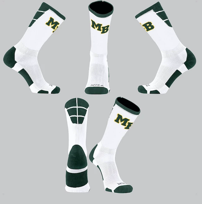TCK White/Green Block Socks W/ Green MB 1 TCK White/Green Block Socks W/ Green MB