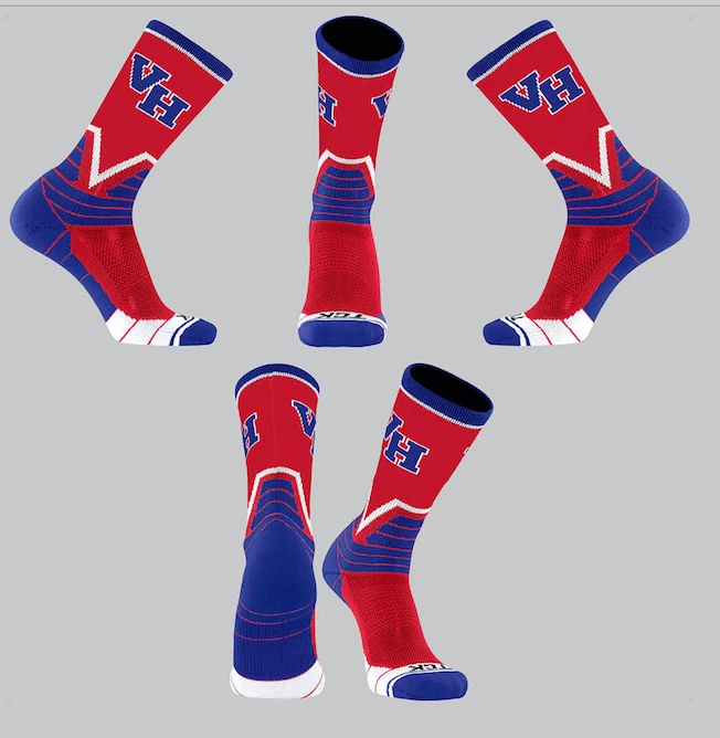 TCK Red/Royal Blue White V Socks W/ Blue VH Vestavia 1 TCK Red/Royal Blue White V Socks W/ Blue VH Vestavia