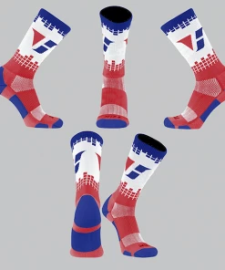 TCK Red/White/Blue Square Socks W/ Red/Blue V