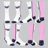 TCK White/Pink Houndstooth Socks W/ Navy HWD Homewood