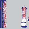 TCK Vestavia Red/Silver/Blue Splatter Socks W/ Red 1Rebel