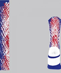 TCK Vestavia Red/Silver/Blue Splatter Socks W/ Red 1Rebel