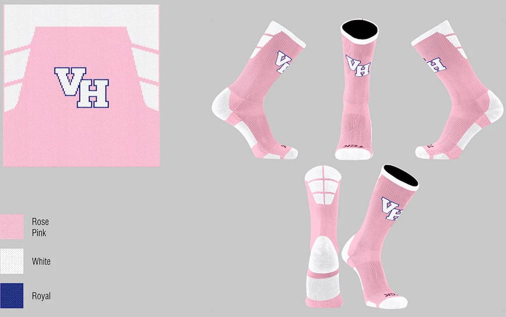 TCK Pink/White Block Socks W/ White/Royal Blue VH Vestavia 1 TCK Pink/White Block Socks W/ White/Royal Blue VH Vestavia