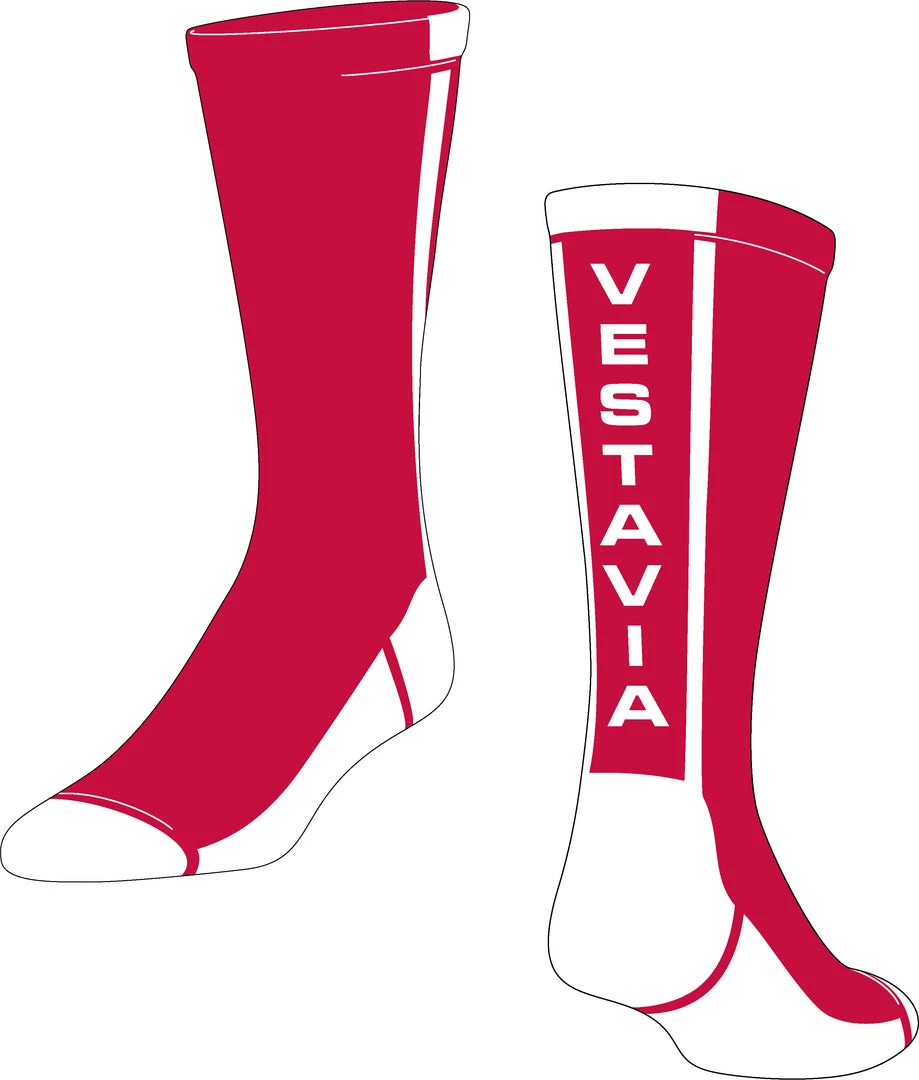 TCK Red/White Socks W/ White Vertical Vestavia 1 TCK Red/White Socks W/ White Vertical Vestavia