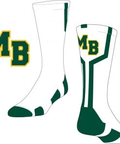 TCK White/Green Line Socks W/ Green MB Mtn. Brook