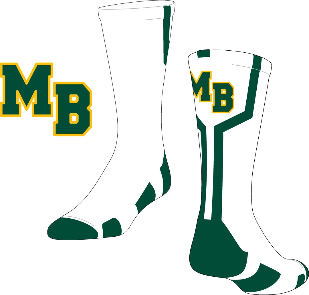 TCK White/Green Line Socks W/ Green MB Mtn. Brook 1 TCK White/Green Line Socks W/ Green MB Mtn. Brook