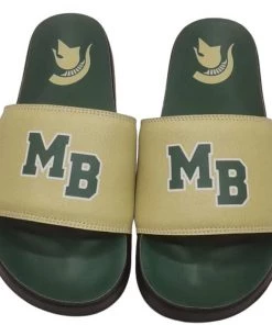 UBIX Slides W/ Green MB And Gold Spartan Head Mtn. Brook